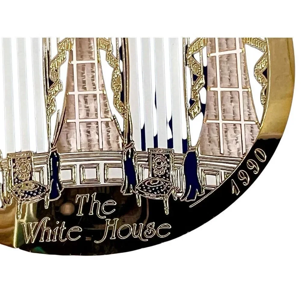 1990 White House Ornament: Martin Van Buren House, Blue Room Gold Brass